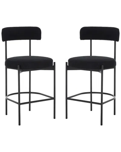 Safavieh Set Of 2 Andrean Counter Stools In Black