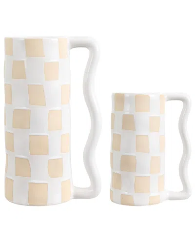Safavieh Set Of 2 Anika Checkered Handle Vases