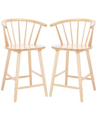 Safavieh Set Of 2 Blanchard Counter Stools In Brown