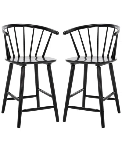 Safavieh Set Of 2 Blanchard Counter Stools In Black