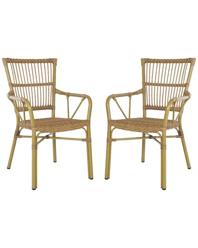 Safavieh Set Of 2 Bora Armchairs In Gold