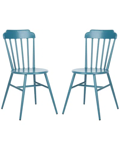Safavieh Broderick Outdoor Stackable Side Chair In Navy