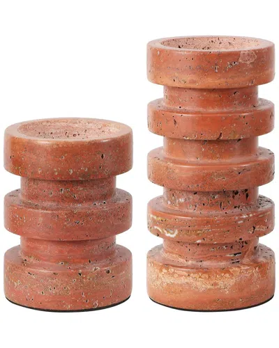 Safavieh Set Of 2 Capri Candle Holders In Brown
