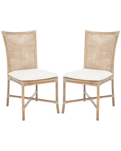 Safavieh Set Of 2 Chiara Rattan Accent Chairs With Cushions In Brown