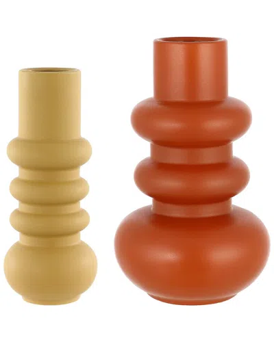 Safavieh Theissa 2-piece Ceramic Vase Set In Orange Yellow