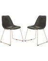Safavieh Set Of 2 Dorian Midcentury Modern Leather Dining Chairs