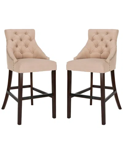 Safavieh Set Of 2 Eleni Tufted Bar Stools In Beige