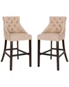 Safavieh Set Of 2 Eleni Tufted Bar Stools In Beige
