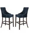 Safavieh Set Of 2 Eleni Tufted Bar Stools In Blue