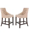 Safavieh Set Of 2 Eleni Tufted Counter Stools In Beige