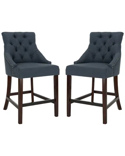 Safavieh Set Of 2 Eleni Tufted Counter Stools In Blue