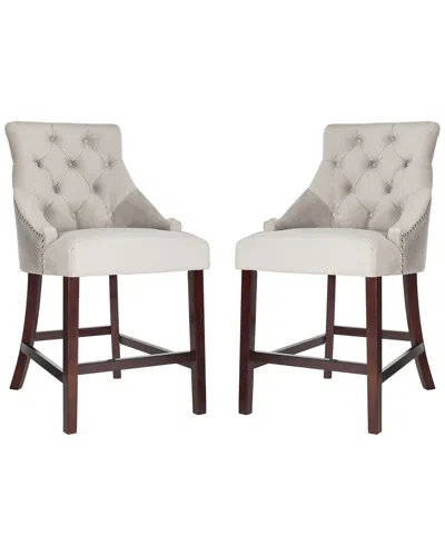 Safavieh Set Of 2 Eleni Tufted Counter Stools In Grey