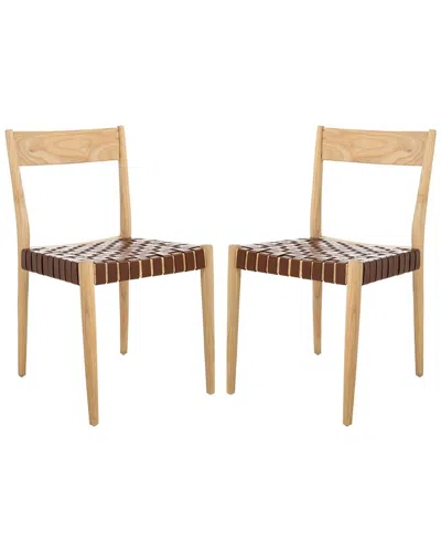 Safavieh Set Of 2 Eluned Leather Dining Chairs