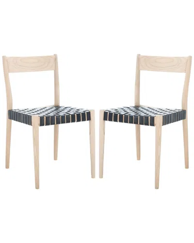 Safavieh Set Of 2 Eluned Leather Dining Chairs
