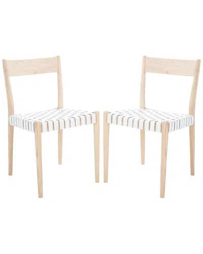 Safavieh Set Of 2 Eluned Leather Dining Chairs