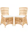 Safavieh Set Of 2 Erika Rattan Accent Chairs With Cushions In Natural