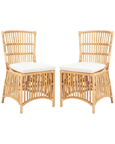 Safavieh Set Of 2 Erika Rattan Accent Chairs With Cushions In Natural
