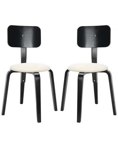 Safavieh Set Of 2 Jo Upholstery Stackable Dining Chairs In Black
