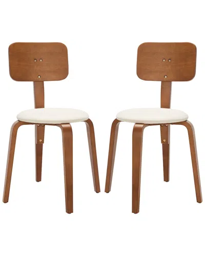 Safavieh Set Of 2 Jo Upholstery Stackable Dining Chairs In Brown