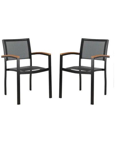 Safavieh Set Of 2 Kaelan Outdoor Stackable Chairs In Gray