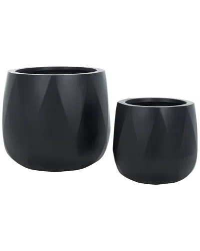 Safavieh Set Of 2 Kane Planter Pot In Black
