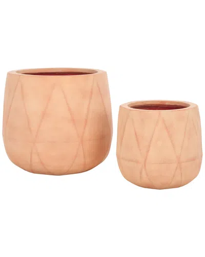 Safavieh Set Of 2 Kane Planter Pot In Brown