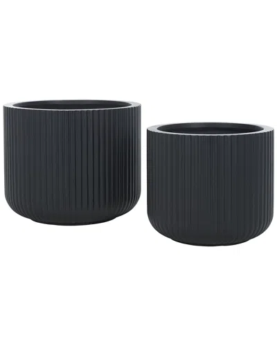 Safavieh Set Of 2 Lucca Planter Pots In Black