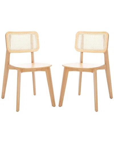 Safavieh Set Of 2 Luz Cane Dining Chairs In Brown