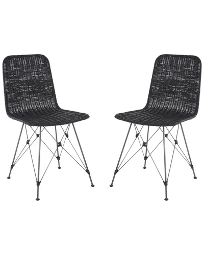 Safavieh Set Of 2 Minerva Weaved Dining Chairs In Black