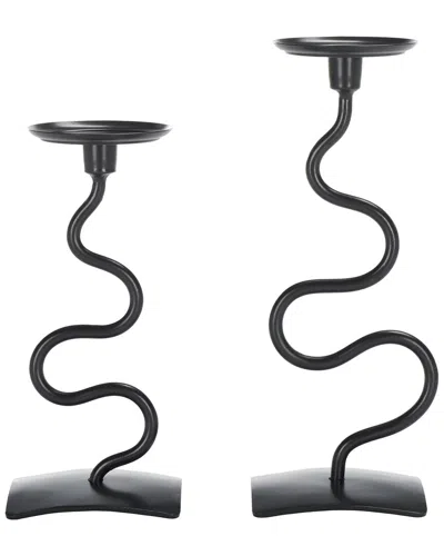 Safavieh Set Of 2 Nisi Dual Use Candlesticks In Black