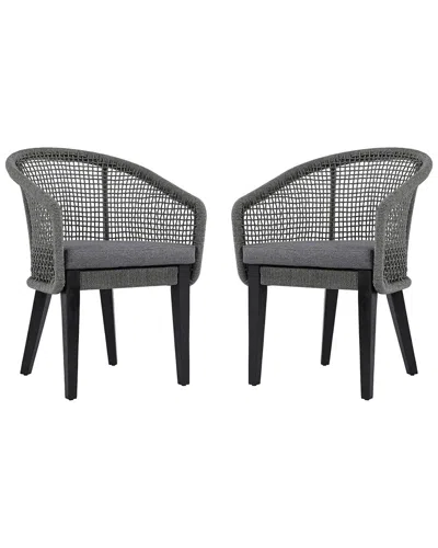 Safavieh Set Of 2 Saxon Rope Chairs In Gray