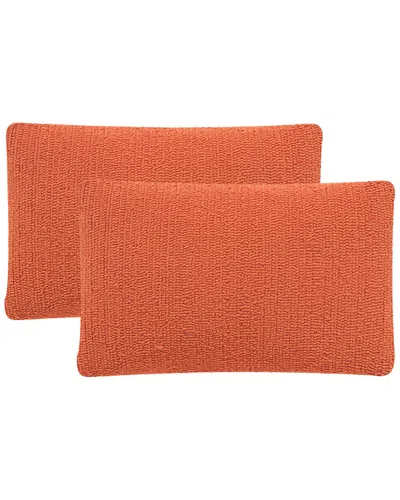 Safavieh Set Of 2 Soleil Solid Pillow In Orange