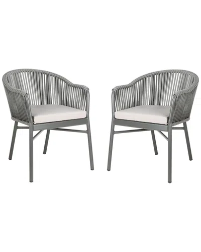 Safavieh Set Of 2 Stefano Outdoor Stackable Rope Chairs In Gray