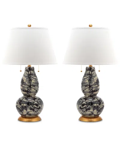 Safavieh Set Of 2 Swirls Table Lamps In Black,white