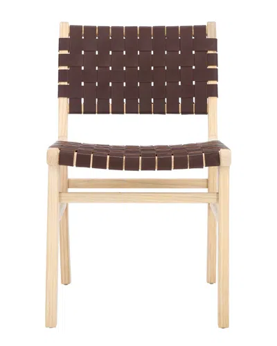 Safavieh Set Of 2 Taika Leather Dining Chairs In Brown