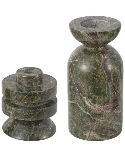 Safavieh Set Of 2 Thea Candle Holders In Green