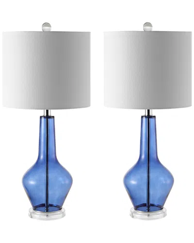 Safavieh Set Of 2 Velor Table Lamps In Blue