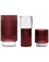 Safavieh Set Of 3 Cranberry Zinc Fluted Glass Vases In Red