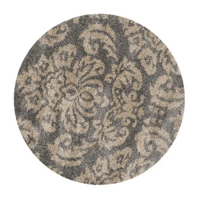 Safavieh Shag Collection Mario Damask Round Area Rug In Multi
