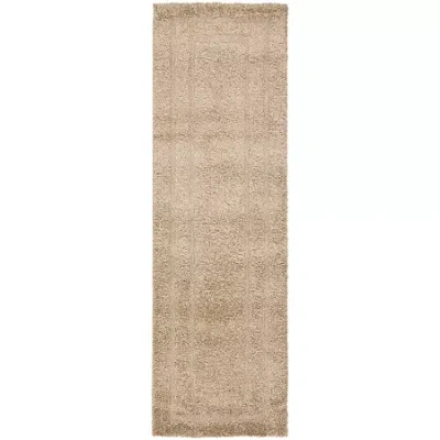Safavieh Shag Collection Smith Solid Runner Rug In Sand