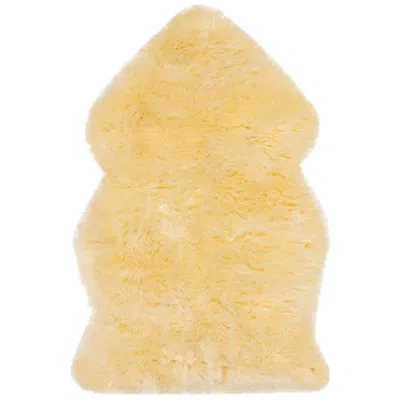 Safavieh Sheep Skin Natural Sheep Skin Made Within Acid Dying Sheep Skin Solid Color Rug In Champagne