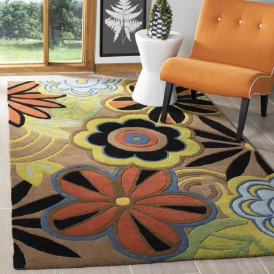 Safavieh Soho Hand Made Area Rug, Brown / Multi Contemporary Style Non-shedding