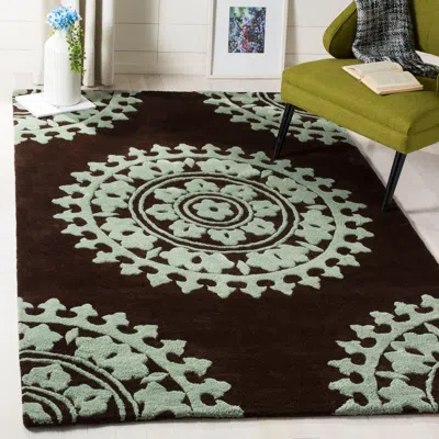 Safavieh Soho Hand Made Area Rug, Brown / Teal Bohemian Style Non-shedding