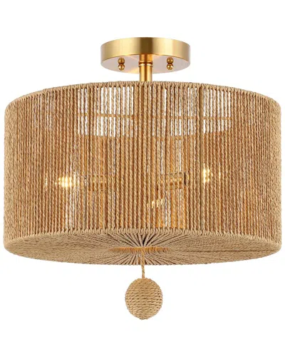 Safavieh Solmaz 3-light 15.25in Flush Mount In Brown