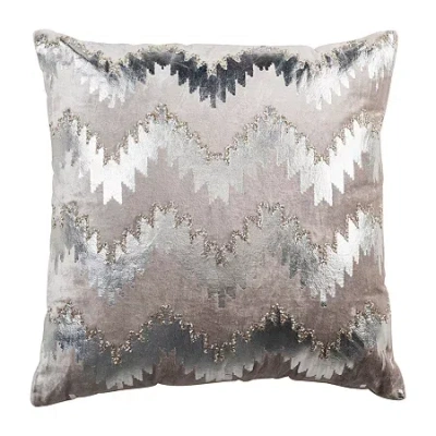 Safavieh Sophia Flamestitch Square Throw Pillow In Silver