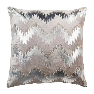 Safavieh Sophia Flamestitch Square Throw Pillow In Silver