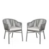 Safavieh Stefano Stackable Rope Chairs, Set Of 2 In Gray/gray Cushion