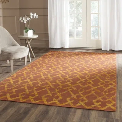 Safavieh Straw Patch Hand Woven Flat Weave Wool & Cotton Geometric Rug In Rust,gold
