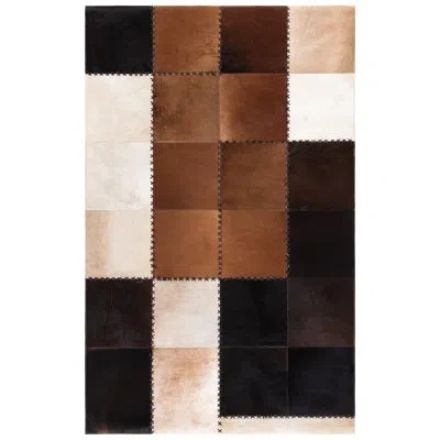 Safavieh Studio Leather Hand Woven Leather Geometric Indoor Rug In Brown,beige