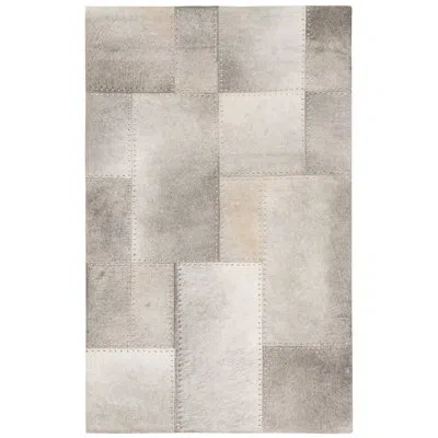 Safavieh Studio Leather Hand Woven Leather With Felt Geometric Rug In Gray